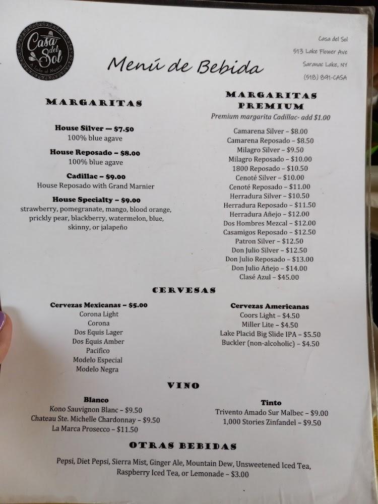 Casa del Sol Menu image 1