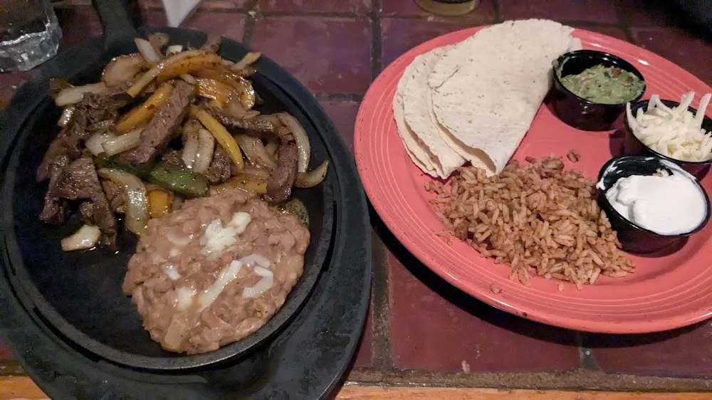 Steak Fajitas with Beans and Rice